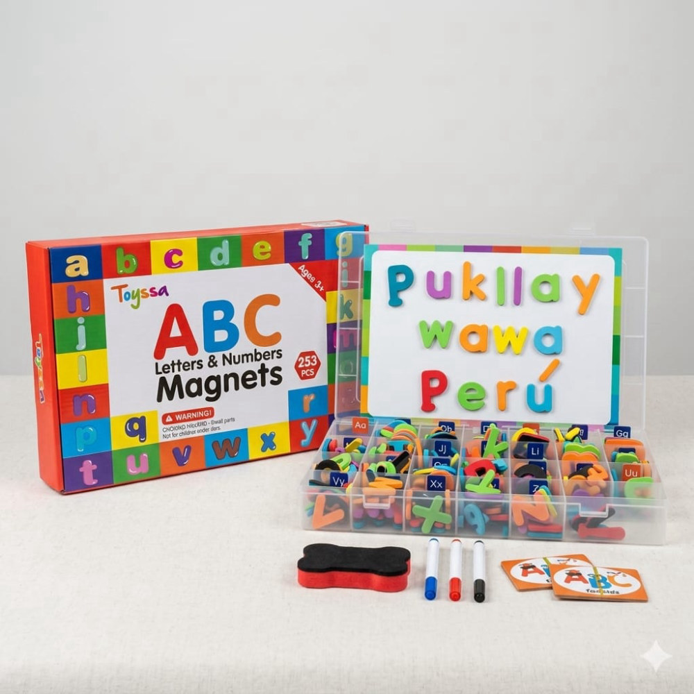 Set de Letras y Números Magnéticos ABC (253 piezas)