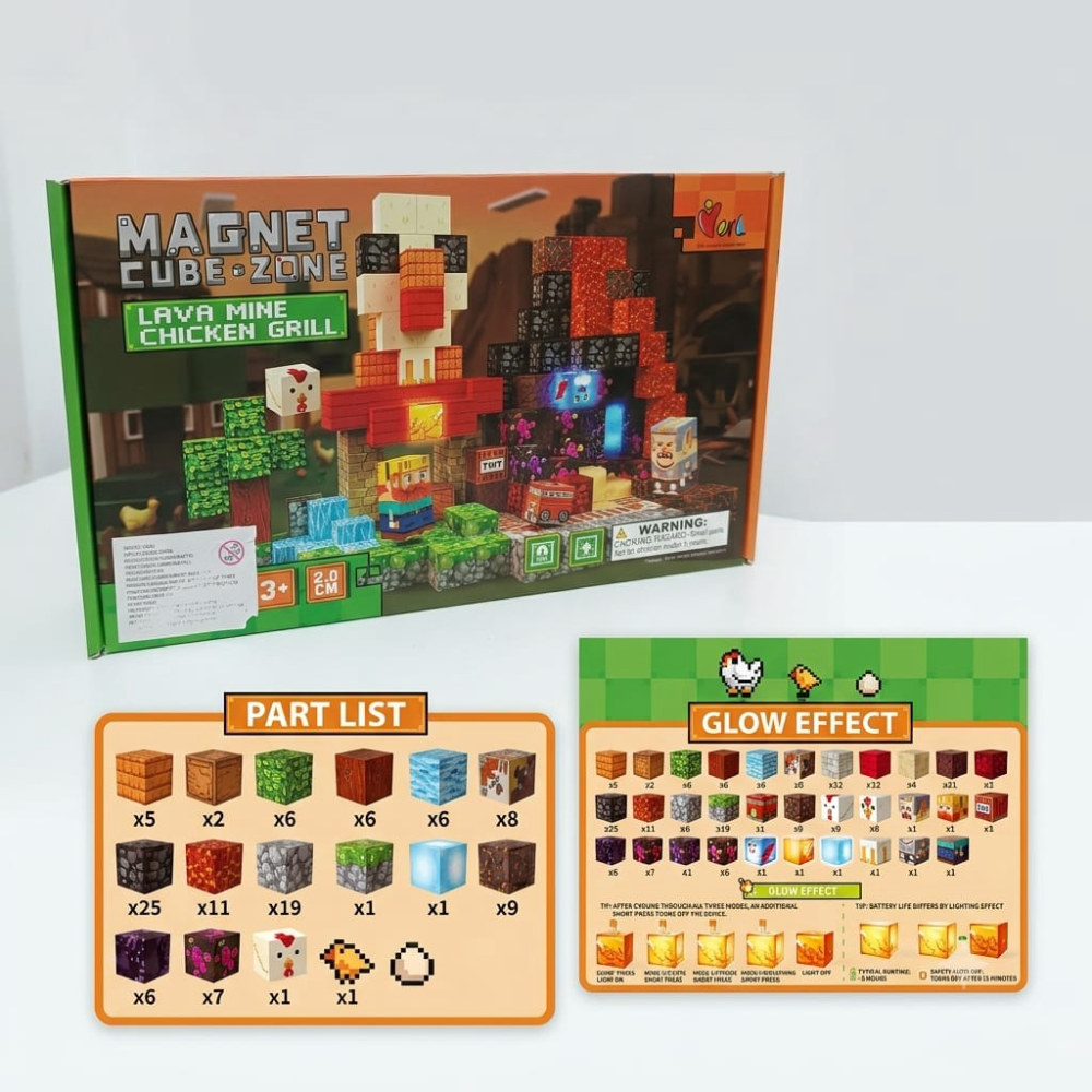 Miniatura 2 de Bloques magnéticos minecraft -escenario volcán chicken 205 piezas
