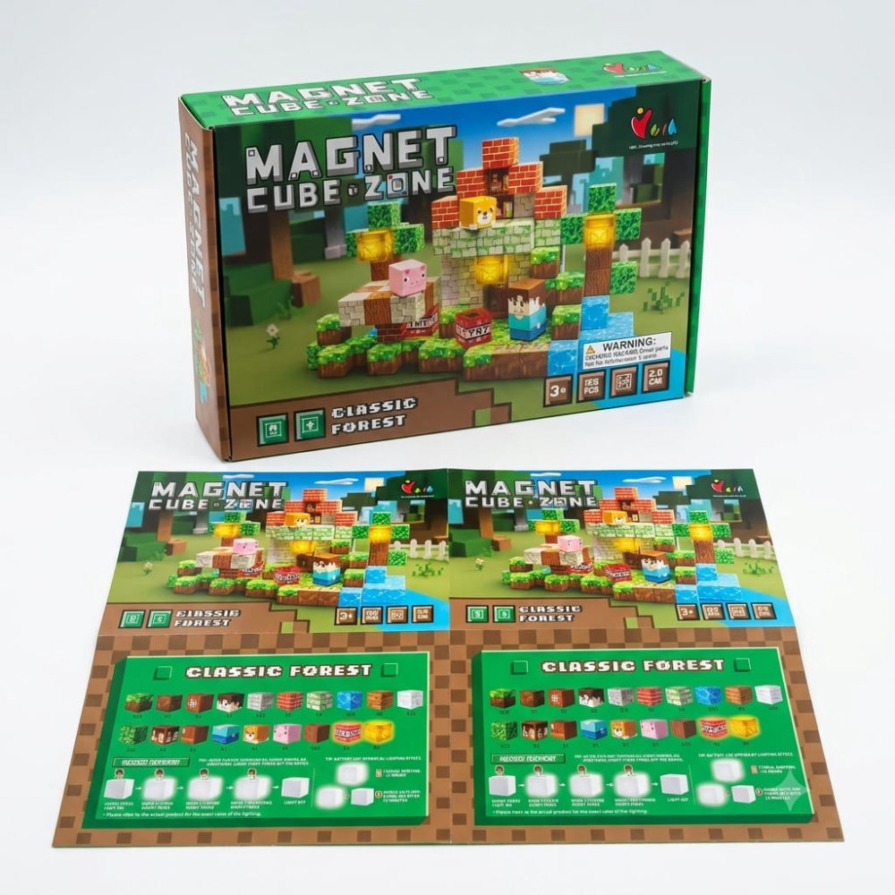 Miniatura 2 de Cubos magnéticos minecraft zona forestacion clásica con luces  de 125 piezas.