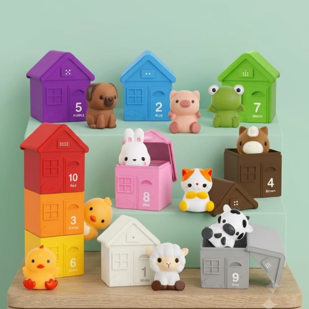 Casita pikaboo- con animalitos títeres de dedo
